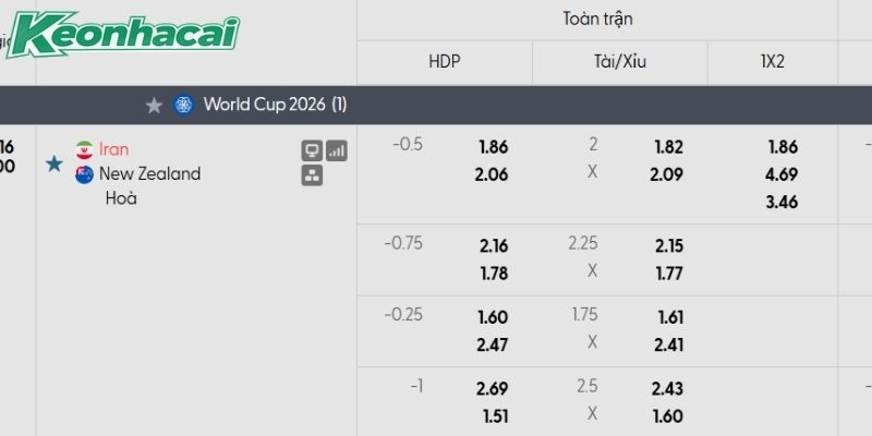 Tỷ lệ kèo Iran vs New Zealand Tỷ lệ kèo Iran vs New Zealand